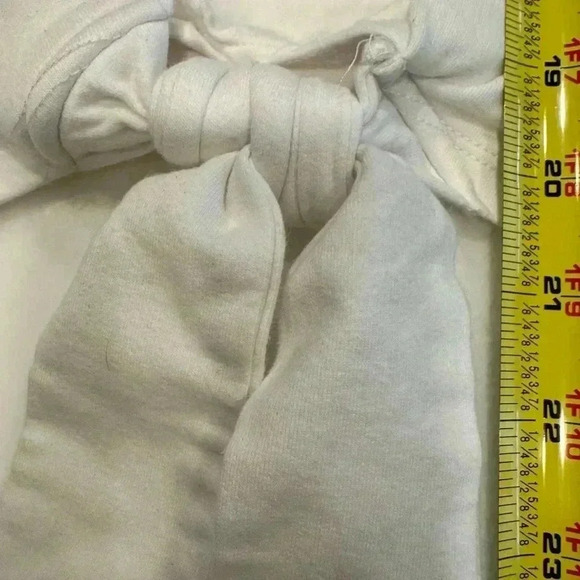 Karl Legerfeld Paris white 3/4 sleeve pullover with silver buttons and tie waist - Picture 10 of 11